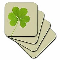 3dRose CST_39339_2 Green Clover Irish Art St. Patricks Day Soft Coasters, Set of 8