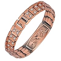 Feraco Copper Bracelet for Men - Copper Bracelets 99.99% Pure Copper Gift with Adjustable Sizing Tool, Magnetic Field Therapy Jewelry with Eagle Pattern (Copper)