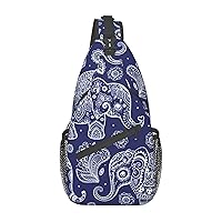 Boho Elephant Sling Backpack, Multipurpose Travel Hiking Daypack Rope Crossbody Shoulder Bag