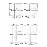 Vtopmart 4 Pack Stackable Storage Drawers 6.6'' and 4.4'' set