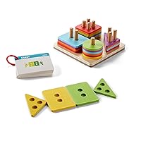 Chuckle & Roar - Montessori Sort & Stack Puzzle - Touch and Learn Puzzle - Pegs and Shapes Puzzle - Great for Preschoolers - Ages 3 and Up