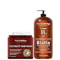 Biotin Conditioner for Hair Growth and Thinning Hair with Coconut Hair Mask for Hair Growth and Volume - Thickening Formula for Hair Loss Treatment - Moisturizing and Deep Conditioning for Dry Hair