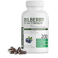 Bilberry Extra Strength Vaccinium Myrtillus, Promotes Eye Health and Supports Healthy Vision - Non GMO, 200 Vegetarian Capsules