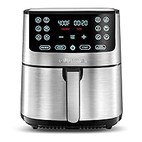 Gourmia Air Fryer Oven Digital Display 8 Quart Large AirFryer Cooker 12 Touch Cooking Presets, XL Air Fryer Basket 1700w Power Multifunction GAF838 Black and stainless steel air fryer