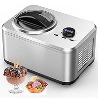 COWSAR 1.6 Quart Ice Cream Maker Machine with Built-in Compressor, Fully Automatic and No Pre-freezing, Frozen Yogurt, Keep-cooling and Timer, Easy to Clean