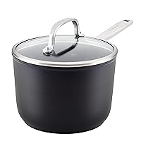 KitchenAid Hard Anodized Induction Nonstick Saucepan with Lid, 2 Quart, Matte Black