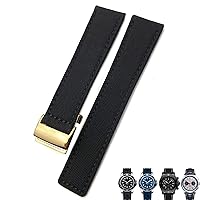 22mm Canvas Nylon Watch Strap Blue Green Watch Band for Breitling CHRONOMAT NAVITIMER SUPEROCEAN for Men Bracelet (Color : 10mm Gold Clasp, Size : 22mm)
