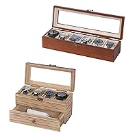 Watch Box Case Organizer Display Storage with Jewelry Drawer for Men Women Gift, Walnut Wood B1WL8GGH 9S649QGM