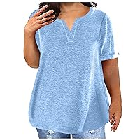 Women Plus Size Tops V Neck Shirt Casual Short Sleeve Tunic Oversized Ladies Blouse Summer Loose Fit Tee Shirts