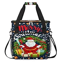 Santa and Reindeer Coffee Maker Carrying Bag Compatible with Single Serve Coffee Brewer Travel Bag Waterproof Portable Storage Toto Bag with Pockets for Travel, Camp, Trip