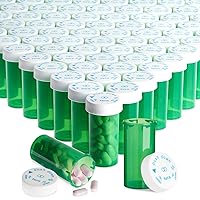 Juvale 250 Pack Empty Pill Bottles with Caps, Plastic 13 Dram Medicine Vials for Prescription Medication, Supplements (Green)
