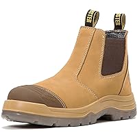 ROCKROOSTER Work Boots for Men, 6 inch Steel Toe, Slip On Safety Leather Chelsea Durable and Comfortable Work Shoes (AK227, AK222)