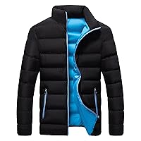 Men Winter Down Coat Jacket Lightweight Warm Thicken Padded Outerwear Stand Collar Hiking Warm Overcoat