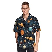 Hawaiian Shirts for Men Adult, Cat and Starry Night Mens Shirts Shortsleeve Summer Hawaiian Casual Shirts Beach Shirt