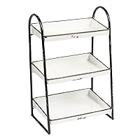 Creative Co-Op Heavily Distressed White 3-Tier Metal Tray with Black Frame & Rim