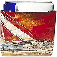 Caroline's Treasures JMK1154MUK Red Sailboat Ultra Hugger for slim cans Can Cooler Sleeve Hugger Machine Washable Drink Sleeve Hugger Collapsible Insulator Beverage Insulated Holder