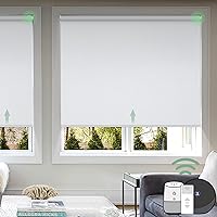 Yoolax Motorized Blind for Window with Remote Control Smart Shade Compatible with Alexa Motorized Roller Shade Blackout Battery Solar Powered Blind Custom up 78''W X 78''H (White)