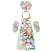 Flamingo Kids Apron Chef Hat Set Child Aprons Girls Boys Kitchen Bib Apron set for Drama Props Baking Cooking