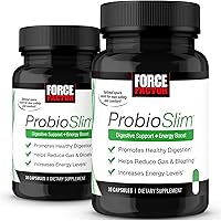 ProbioSlim, 2-Pack, Probiotic Supplement for Women and Men with Probiotics and Green Tea Extract, Reduce Gas, Bloating, Constipation, Support Digestive Health & Gut Health, 60 Capsules