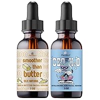 Say Bye to Dryness Bundle - HYALURONIC ACID 100 + SHEA BUTTER 30ml 2 of Facial Serums for Hydraton Dry Skin Protecting Skin Barrier Made In USA by Purifect #