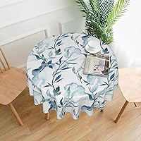 Watercolor Blue Floral Round Tablecloth 60
