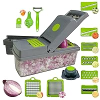 Vegetable Chopper,Pro Onion Chopper, Multifunctional 14 in 1 Kitchen Food Chopper,8 Blades Veggie Chopper with Container