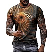 3D Graphic Colorful T-Shirts Novelty Short Sleeve Crew Neck Optical Illusion 3D Print Tee Top for Men and Youngs