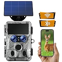 VOOPEAK Solar Trail Camera, Starlight Night Vision Dual Lens Native 4K 60MP 30FPS WiFi Bluetooth Game Hunting Cameras with a 2500mAh Solar Panel IMX458 Sensors for Wildlife Monitoring
