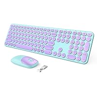 Purple Wireless Keyboard and Mouse, seenda USB/Type C Wireless Keyboard Mouse for Win & Mac, Full Size Cute Keyboard Compatible with MacBook, Windows 7/8/10, Laptop (Purple Green)