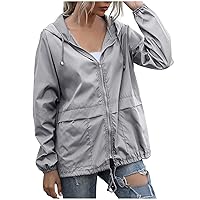 Women's Waterproof Raincoat Lightweight Rain Jacket Hooded Adjustable Windbreaker Rain Coats with Pocket for Outdoor