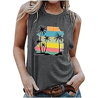 Womens High Neck Tank Tops Summer Sleeveless Vacation Shirts Fashion Print Tees Casual Loose Sports Tshirts Vests
