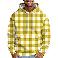Men's Fashion Hoodies & Sweatshirts Casual Plaid Print Sweatshirt Hoody Long Sleeve Lightweight Comfy Hoodie