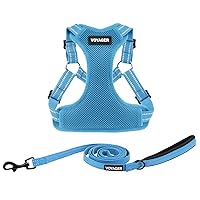 Best Pet Supplies Voyager Adjustable Dog Harness Leash Set with Reflective Stripes for Walking Heavy-Duty Full Body No Pull Vest with Leash D-Ring, Breathable All-Weather - Harness (Baby Blue), XL
