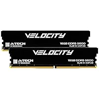 A-Tech Velocity RAM 32GB (2x16GB) DDR5 5600MHz (PC5-44800) XMP 3.0 UDIMM 1.1V Non-ECC DIMM 288-Pin Desktop Computer Gaming Memory - AV2K16G5D56X
