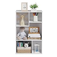 VECELO 5 Cube Modern Bookcases, 3 Tier Bookshelves, 31 Inch High Cubby Storage Organizer, Shelf Hight Up to 12.8 Inches Suit for Most Books, Vertical or Horizontal Use Available,Pearl White