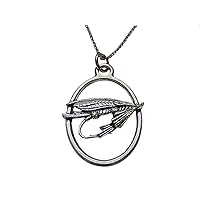Fishing Fly Large Oval Pendant Necklace