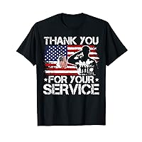 Mens American Thank You For Your Service veteran Dad Grandpa T-Shirt