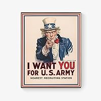 Uncle Sam | I Want You | Recruiting Station | Military | Army | Marines | Air Force | Navy | WW1 | World War 2 | Vintage Poster | Art Print (16x20)