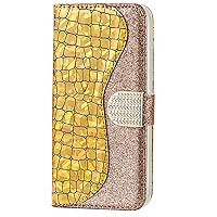 Case for Samsung Galaxy S22/S22+/S22 Ultra, Glitter PU Leather Mobile Phone Case with Card Slots and Kickstand Magnetic Flip Cover Leather Case,Gold,S22+ 6.6