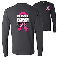 Real Men Wear Pink Breast Cancer Awareness Front & Back Mens Long Sleeves