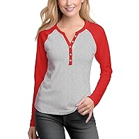 Womens Long Sleeve Tops Casual – Fashion Baseball Shirt Women | [40165022] HTHR Gry Red, S