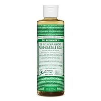 Dr. Bronner's - Pure-Castile Liquid Soap (Almond, 8 ounce) - Made with Organic Oils, 18-in-1 Uses: Face, Body, Hair, Laundry, Pets and Dishes, Concentrated, Vegan, Non-GMO
