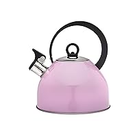 Godinger Studio Hot Water Tea Kettle, Stainless Steel Tea Pot with Whistle - 2.5L, Pink