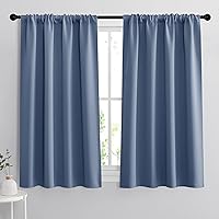 RYB HOME Blackout Closet Curtains - Thermal Insulated Noise Reducing Energy Efficiency Small Window Decor for Kitchen Bedroom Bathroom, 42 inches Wide x 54 inches Long, Stone Blue, 1 Pair