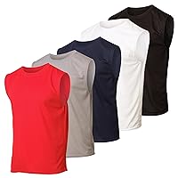 Real Essentials 5 Pack: Men's Mesh Active Athletic Tech Tank Top - Workout & Training Activewear (Available in Big & Tall)