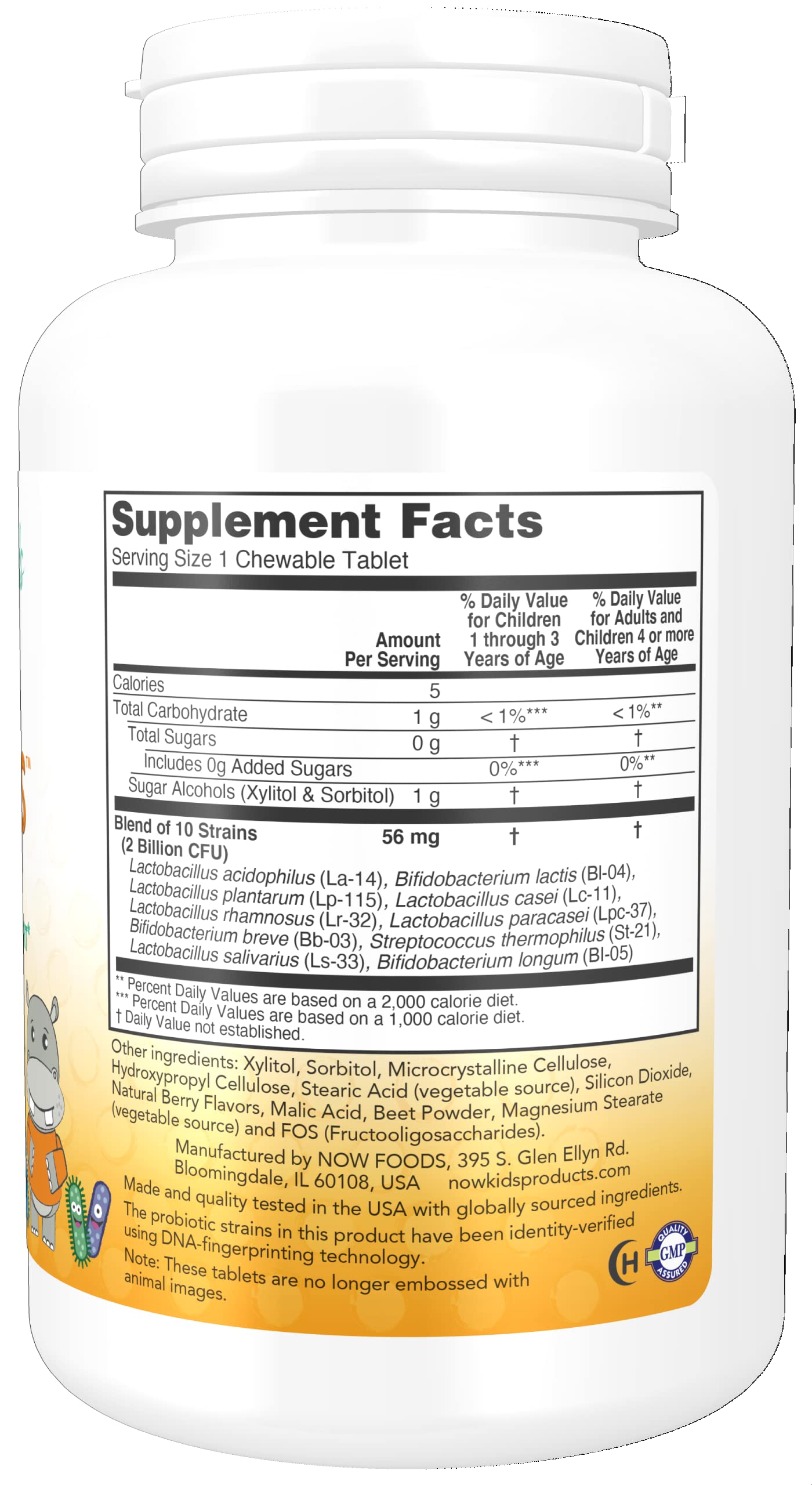 NOW Supplements, BerryDophilus™ with 2 Billion, 10 Probiotic Strains, Xylitol Sweetened, Strain Verified, 120 Chewables, packaging may vary