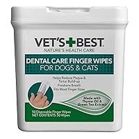 Dental Care Finger Wipes - Reduces Plaque & Freshens Breath - Teeth Cleaning Finger Wipes for Dogs & Cats - 50 Count