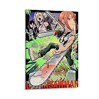 Anime Poster Chainsaw Man Room Aesthetic Poster (2) Wall Art Paintings Canvas Wall Decor Home Decor Living Room Decor Aesthetic 16x24inch(40x60cm) Frame-style