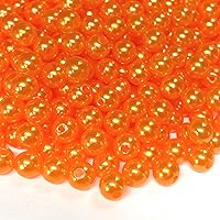 400pcs 8mm Satin Luste Beads Round Plastic Pearl Beads Craft Beads Loose Pearls with Holes for Jewelry Making Bracelet Necklace Sewing Crafts Decoration (8mm, Orange)