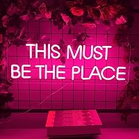 This Must Be The Place Neon Signs, Large LED Neon Light Sign for Wall Decor Bar Bedroom Office Wall Decoration Girlfriends Gift. (23.6 IN, Pink)